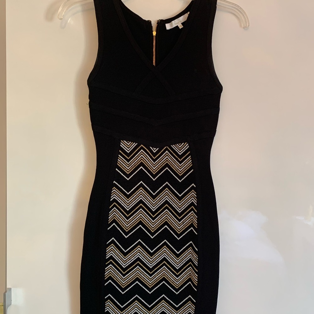 Stretta black and silver and gold dress
